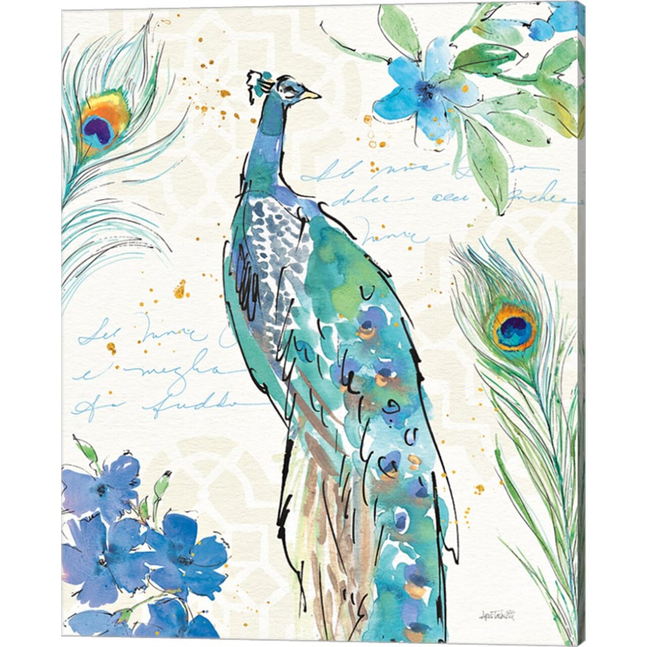 Peacock Garden II by Anne Tavoletti 16" x 20" Canvas Wall Art